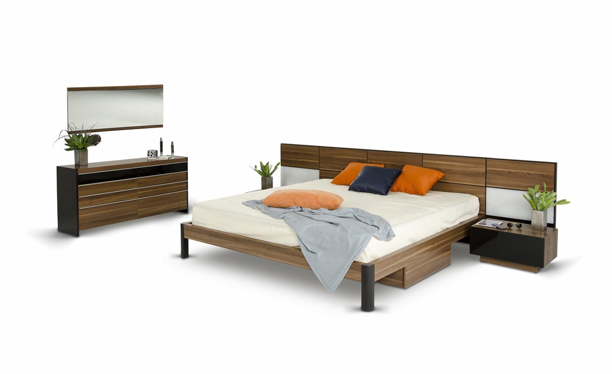 LA Furniture California King Rondo Mid-Century Platform Bed with Nightstands Storage And Lights VGWCRONDO-CK Contemporary Style by Vig Furnitrue Number 74529 Catch Home Goods