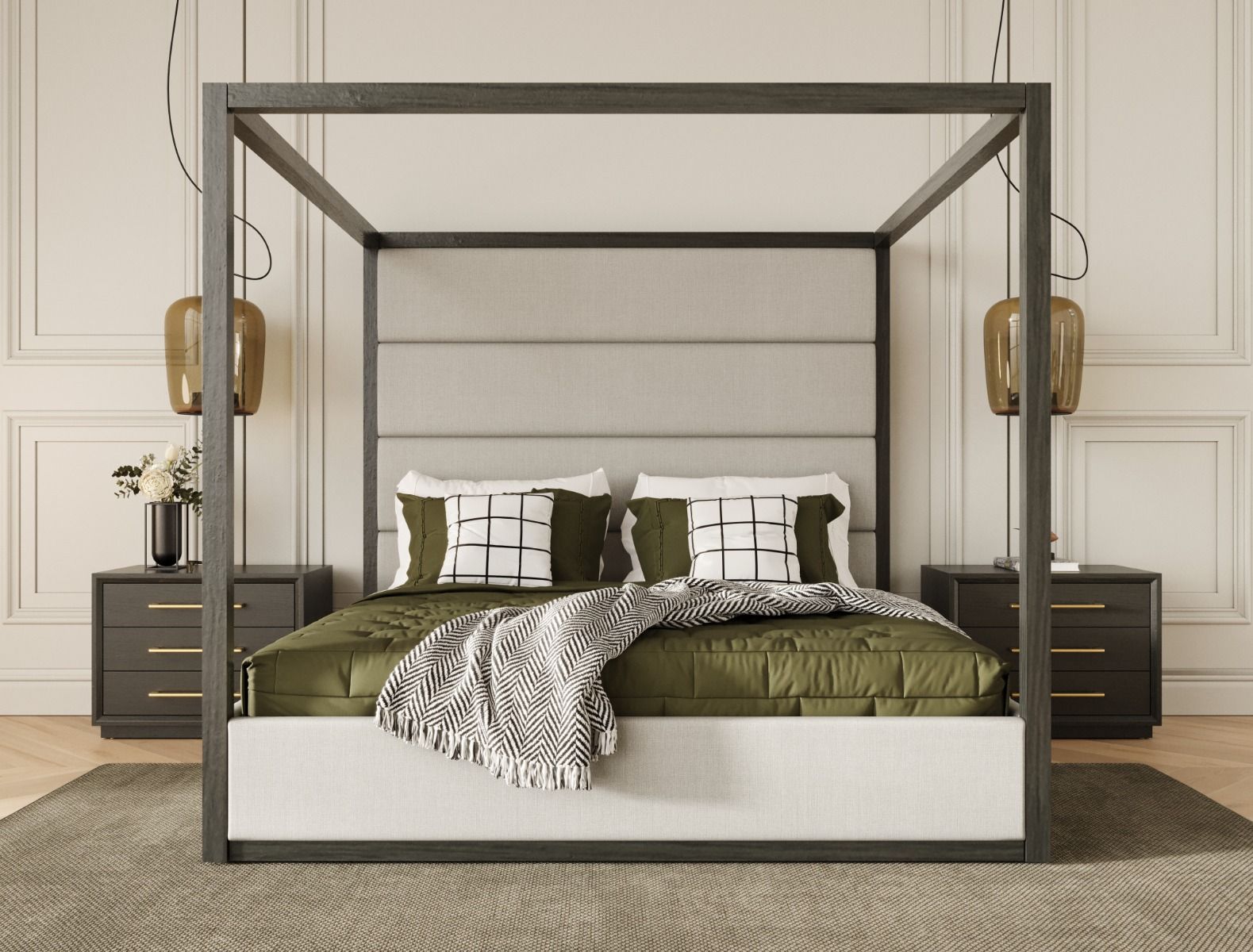LA Furniture Manhattan Contemporary Canopy Grey Bed -queen VGMA-BR-127-BED-queen Contemporary Style by Vig Furnitrue Number 81407 Catch Home Goods