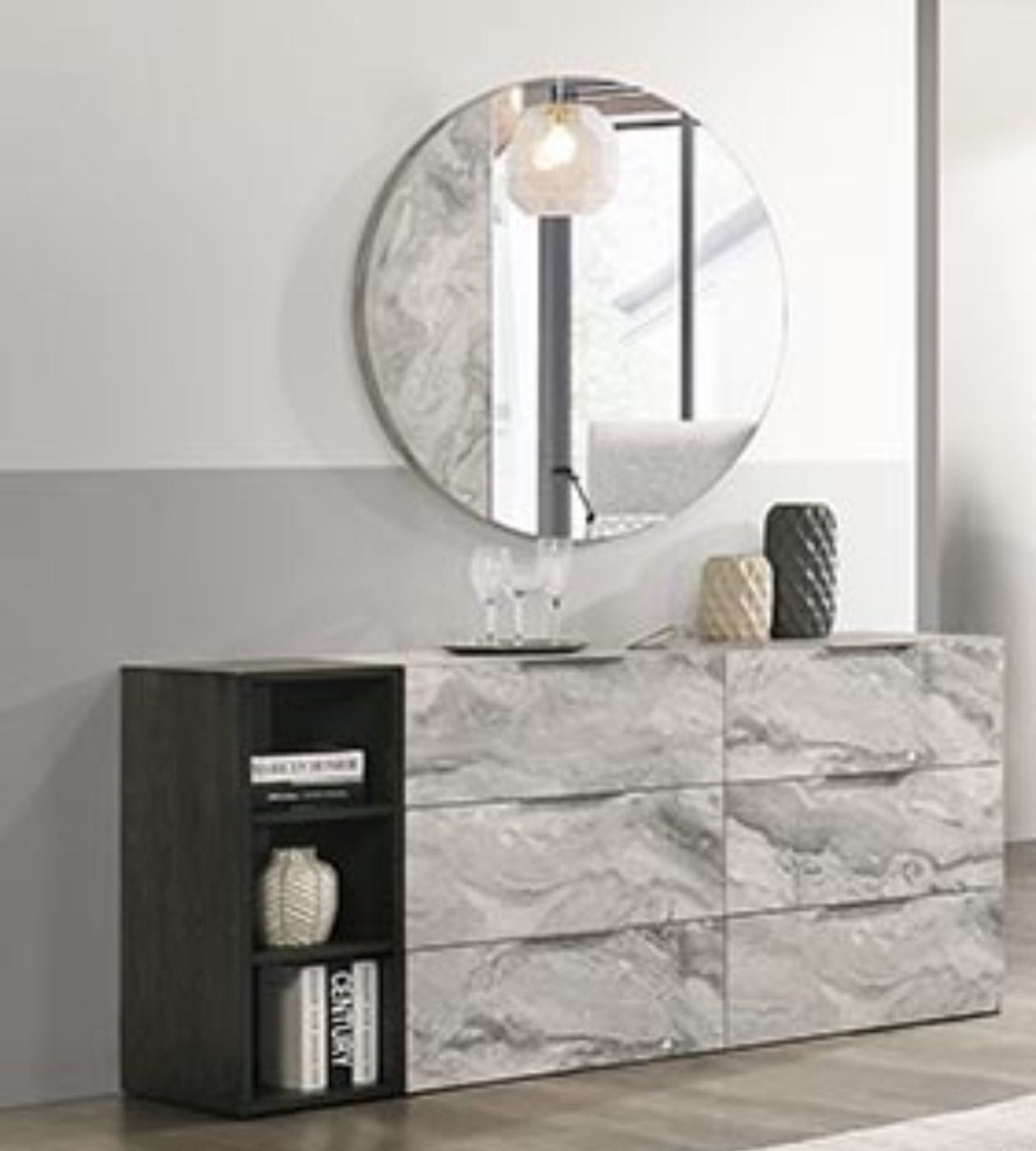 LA Furniture Maranello Modern Grey Faux Marble Mirror VGMAMQT-S25-BR-121-GRY-MIR Contemporary Style by Vig Furnitrue Number 78674 Catch Home Goods
