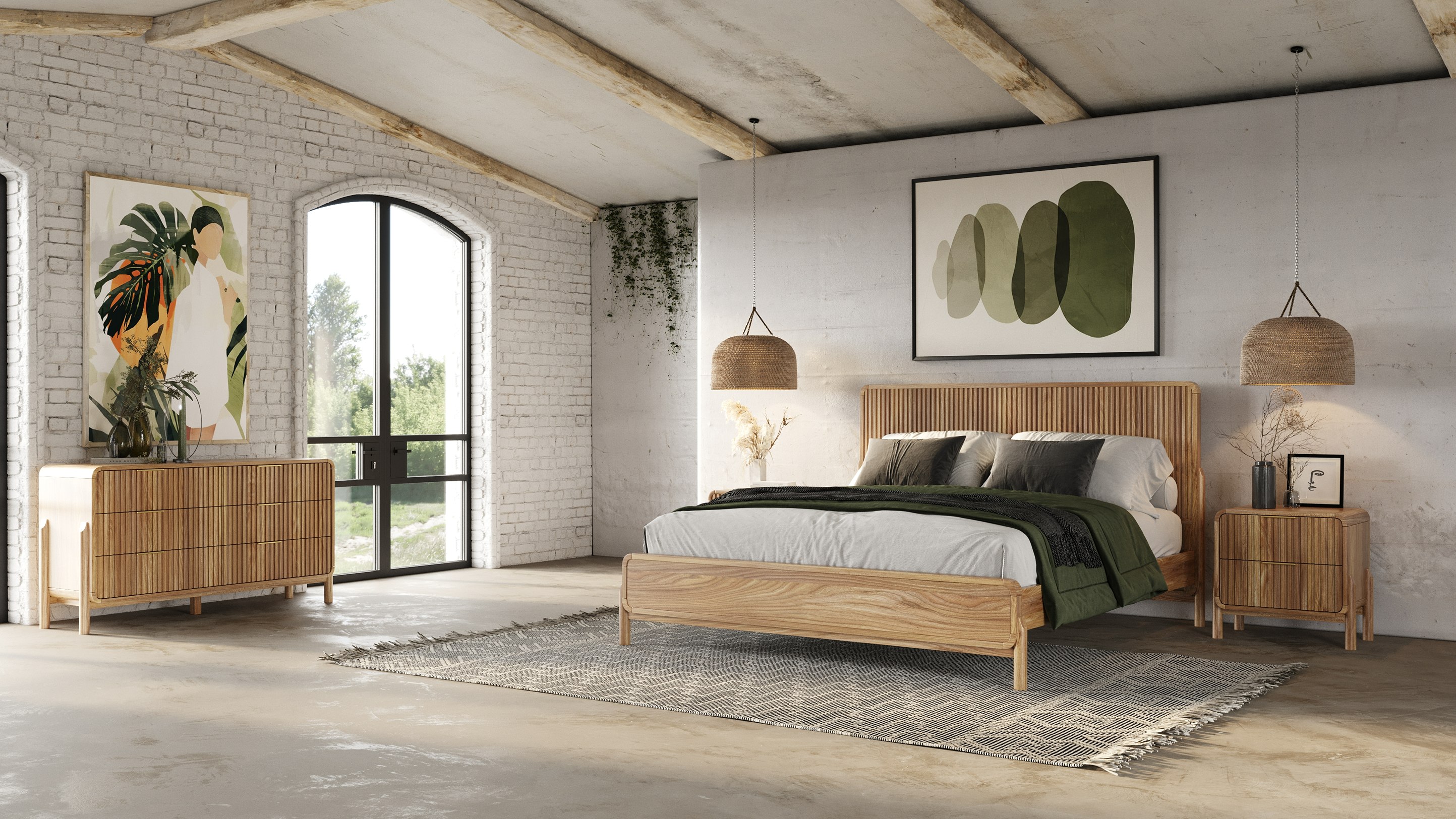 LA Furniture Eastern King Mikala Modern Natural Oak Bedroom Set VGWDMIL-SET-EK Contemporary Style by Vig Furnitrue Number 81310 Catch Home Goods