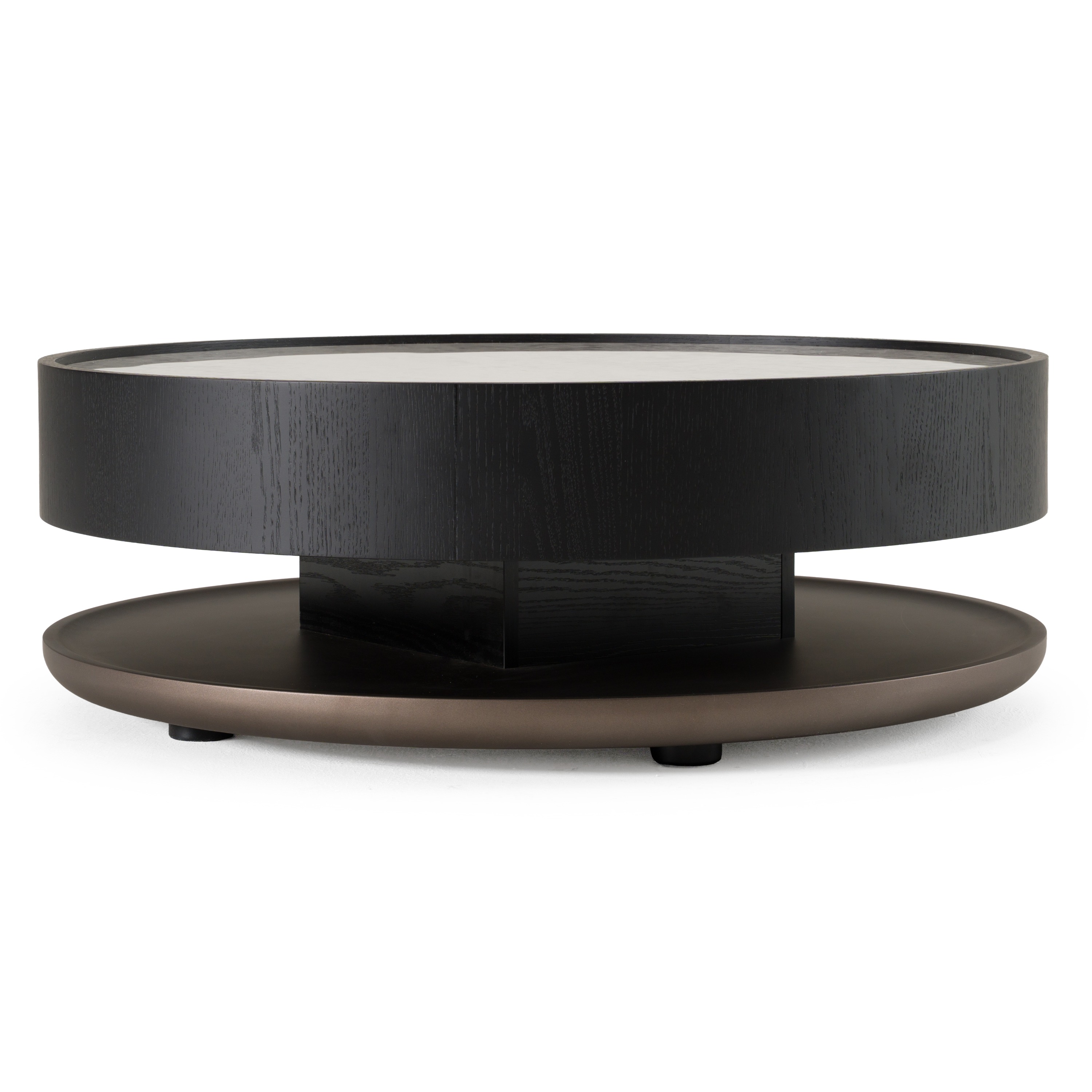LA Furniture Miranda Modern Ceramic + Black Oak Round Coffee Table VGHBN459E Contemporary Style by Vig Furnitrue Number 81682 Catch Home Goods