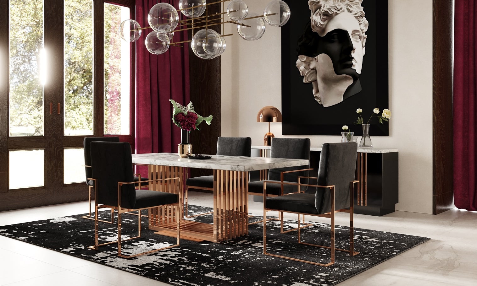 LA Furniture Kingsley Modern Marble & Rosegold Dining Table VGVCT8933 Contemporary Style by Vig Furnitrue Number 70720 Catch Home Goods