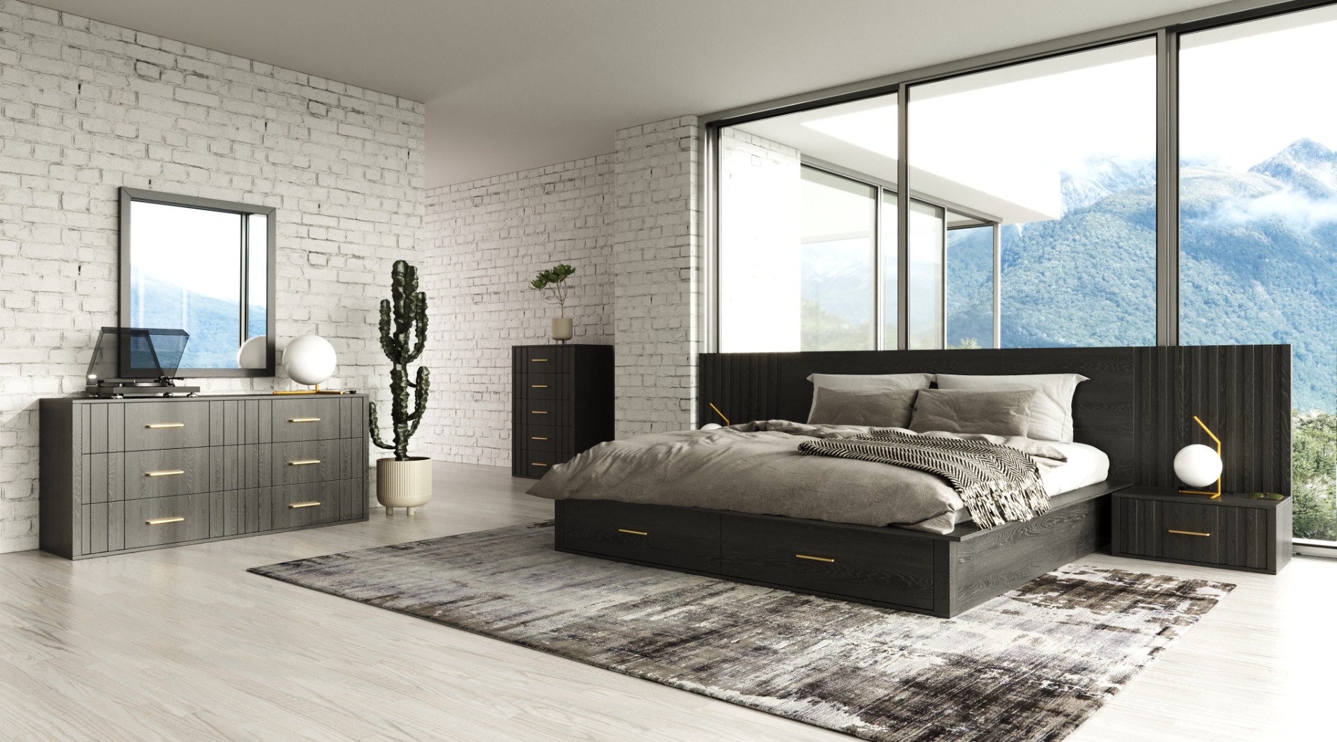 LA Furniture Manchester- Contemporary Platform Dark Grey EK Bed VGWD-HLF2-BED-EK Contemporary Style by Vig Furnitrue Number 79782 Catch Home Goods
