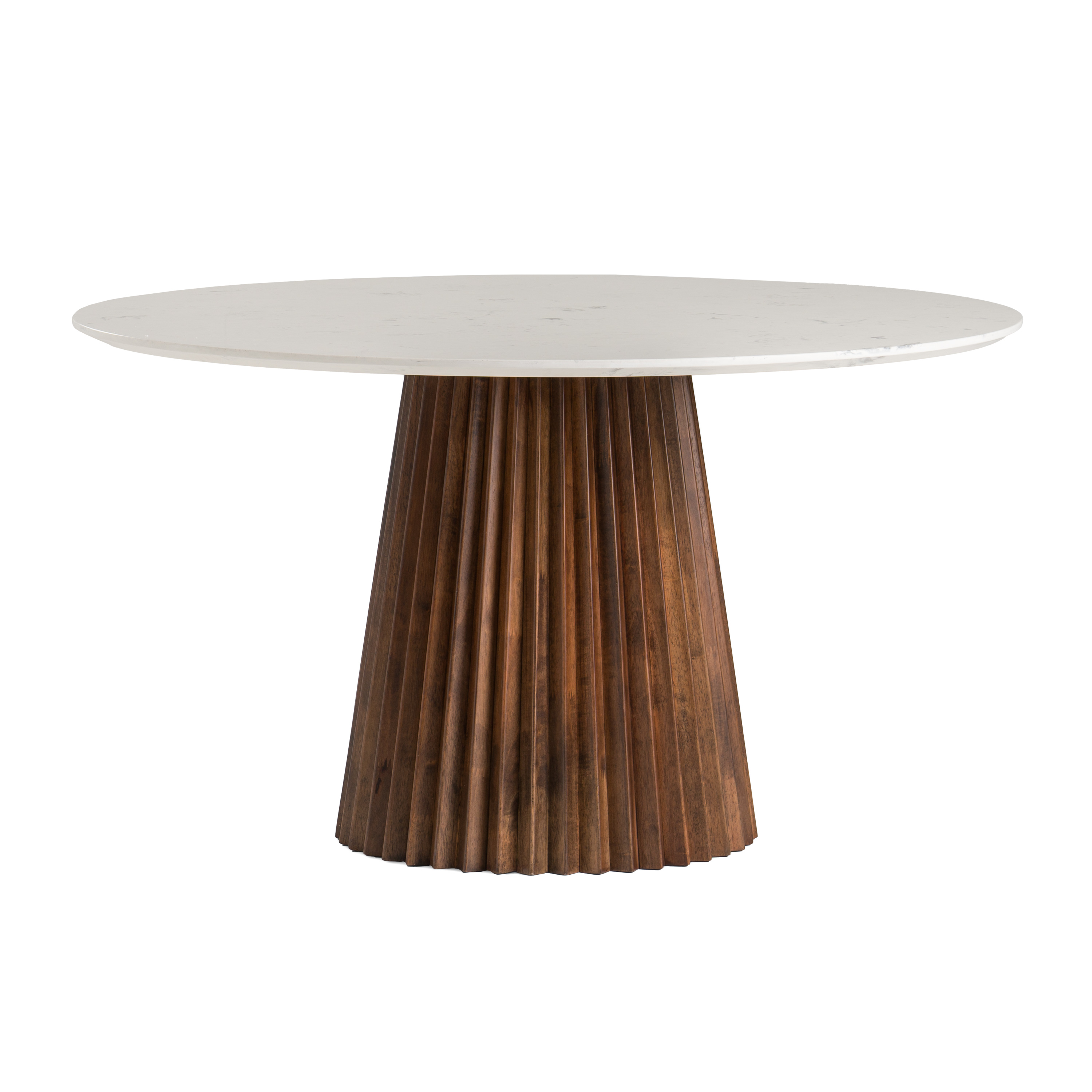 LA Furniture Nancy Mid-Century Modern White Marble + Walnut Round Dining Table VGMAMIT-5347 Contemporary Style by Vig Furnitrue Number 81564 Catch Home Goods