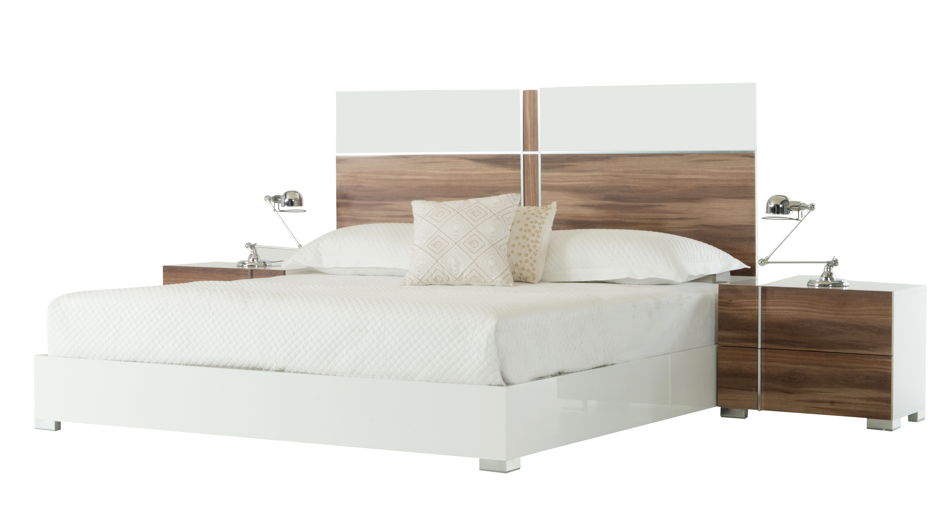 LA Furniture Giovanna Italian Mid-Century White and Cherry Q Bed VGACGIOVANNA-BED-queen Contemporary Style by Vig Furnitrue Number 72072A Catch Home Goods