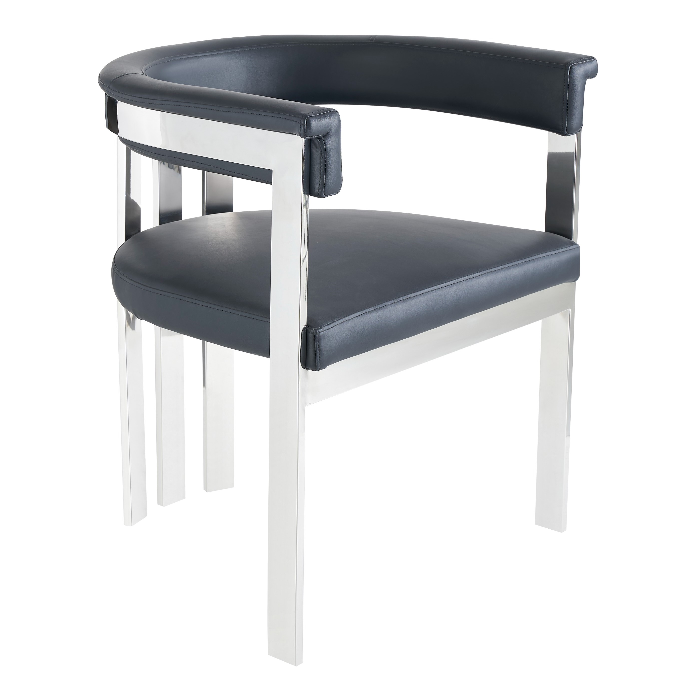 LA Furniture Pontiac Modern Black Vegan Leather and Stainless Steel Dining Chair VGZAY129-BLK-DC Contemporary Style by Vig Furnitrue Number 79056 Catch Home Goods