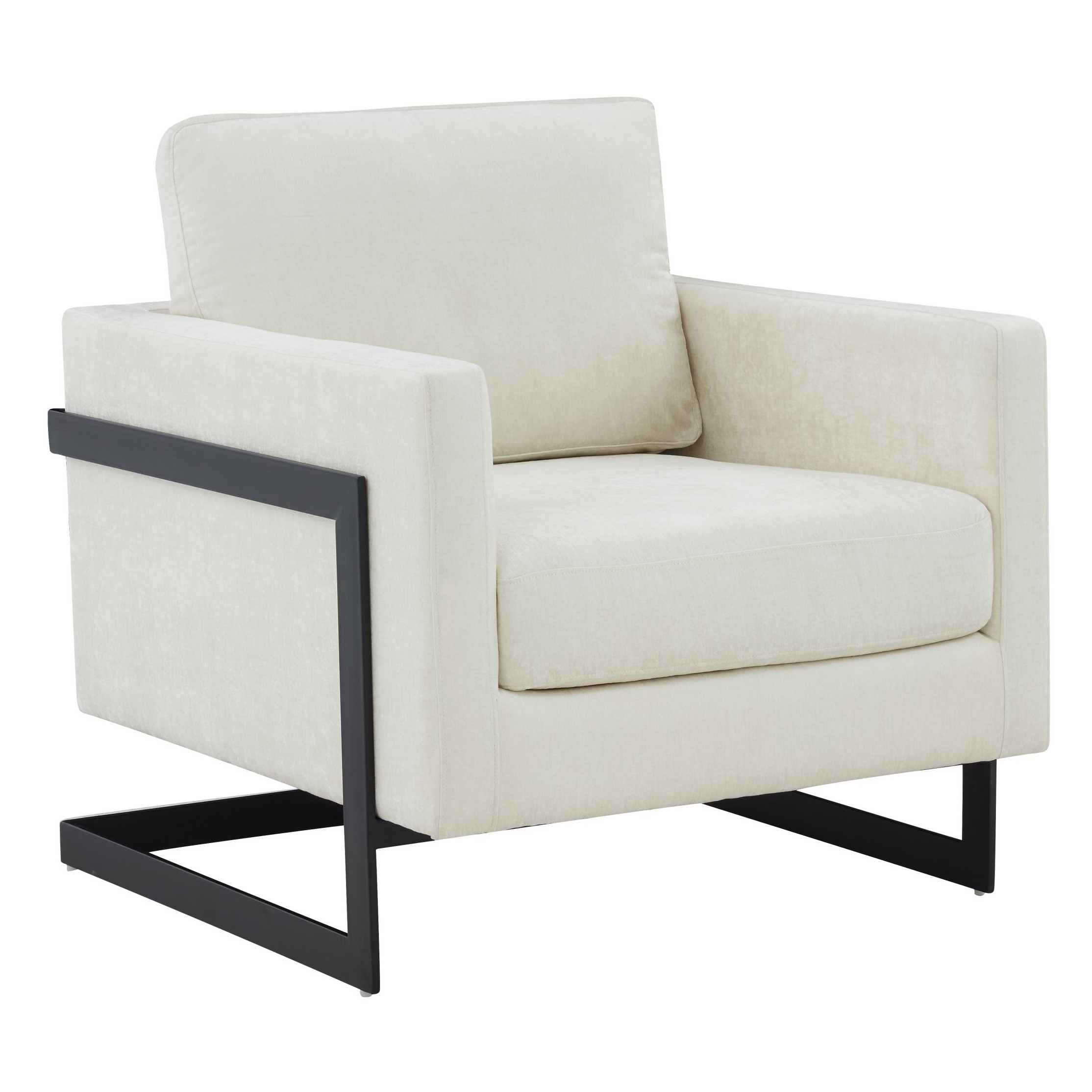 LA Furniture Prince Contemporary Cream Fabric + Black Accent Chair VGRHRHS-AC-257-WHT-CH Contemporary Style by Vig Furnitrue Number 79373 Catch Home Goods