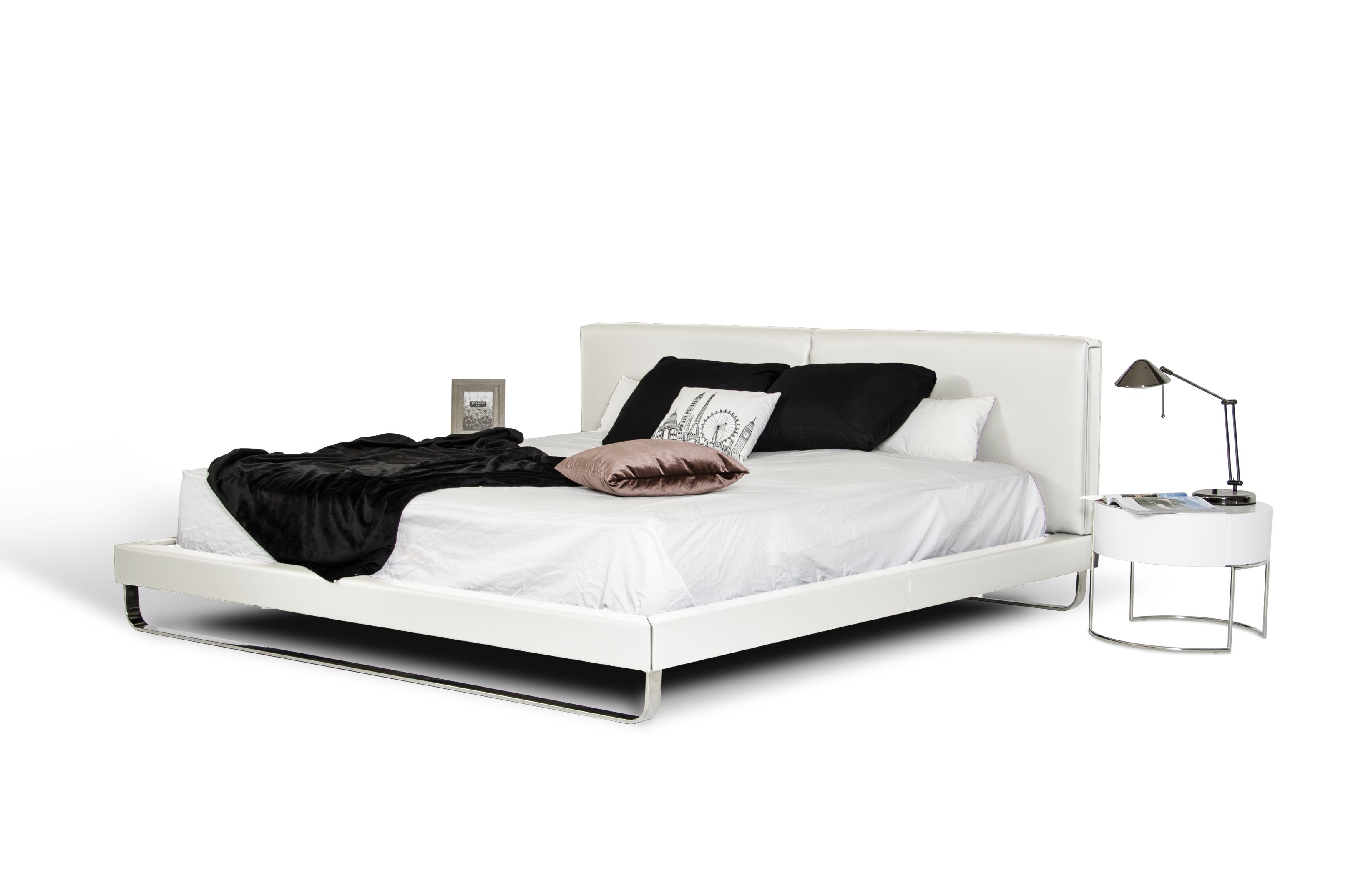 LA Furniture Eastern King Ramona Modern White Leatherette Bed VGJY-4016-WHT-BED-EK Contemporary Style by Vig Furnitrue Number 79358 Catch Home Goods
