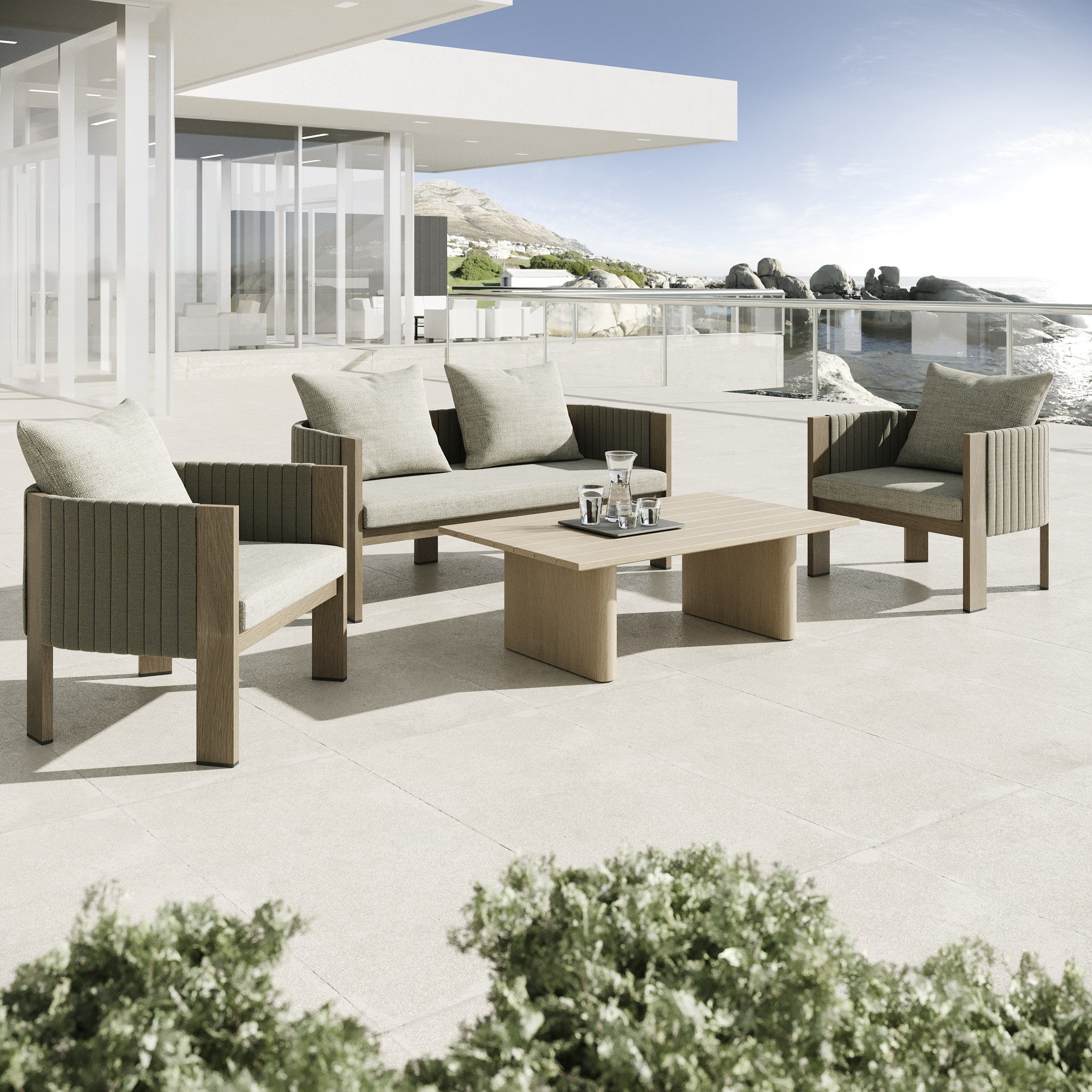 LA Furniture Salvora Outdoor Beige Fabric & Grey Rope Sofa Set VGVK-WT275-SET-BGE Contemporary Style by Vig Furnitrue Number 83124 Catch Home Goods