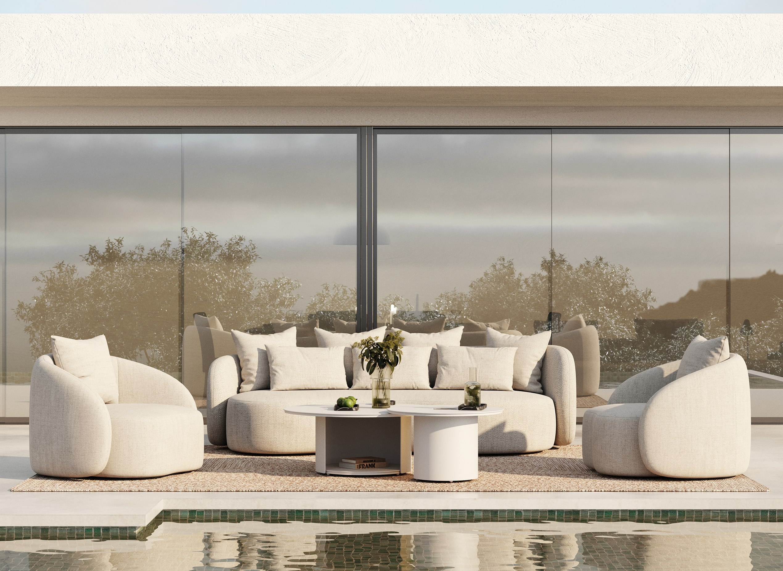 LA Furniture Tabarca Outdoor Beige Fabric 4 Seat Sofa + 2 Chairs VGVK-F017-4SEAT-BGE Contemporary Style by Vig Furnitrue Number 85647 Catch Home Goods