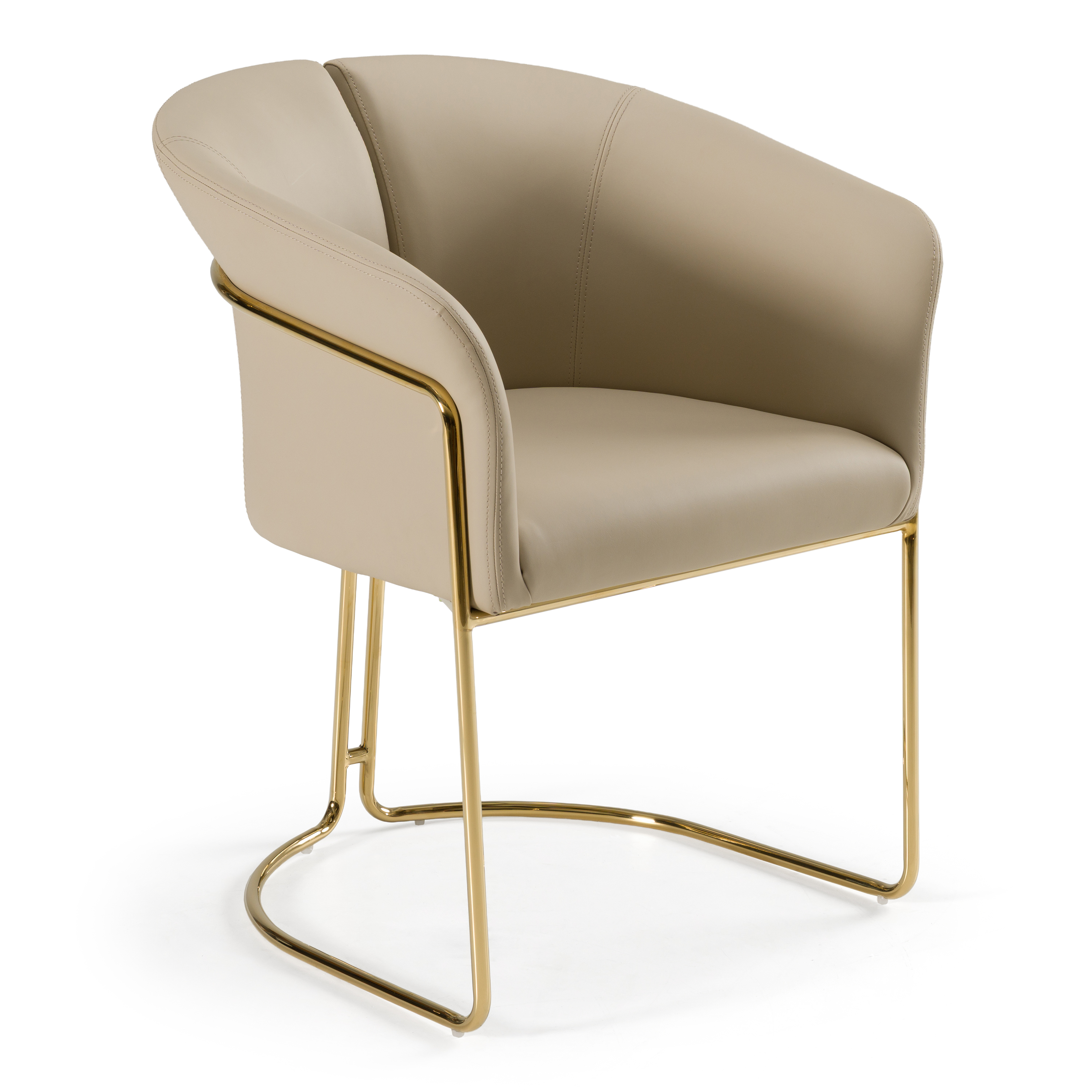 LA Furniture Renfew Modern Beige Vegan Leather + Champagne Gold Dining Chair VGVCB2278-BGE Contemporary Style by Vig Furnitrue Number 80497 Catch Home Goods