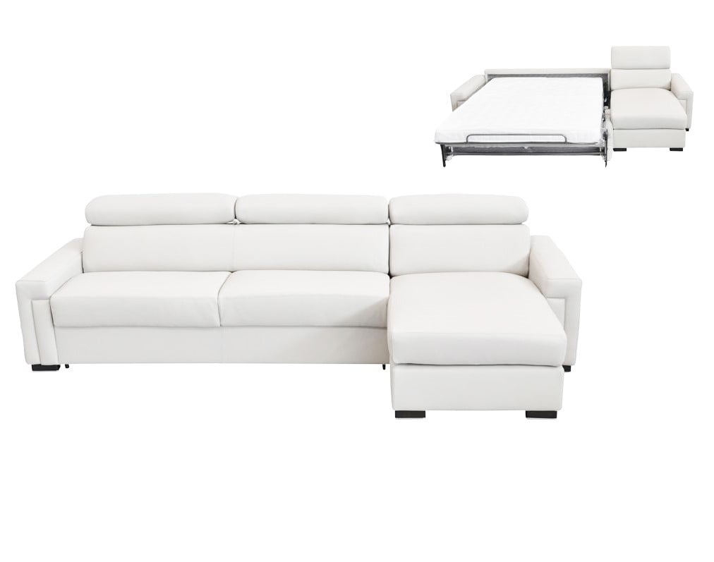 LA Furniture Sacha Modern White Leather Reversible Sectional Sofa Bed with Storage VGNT-SACHA-E3018-W Contemporary Style by Vig Furnitrue Number 71447A Catch Home Goods