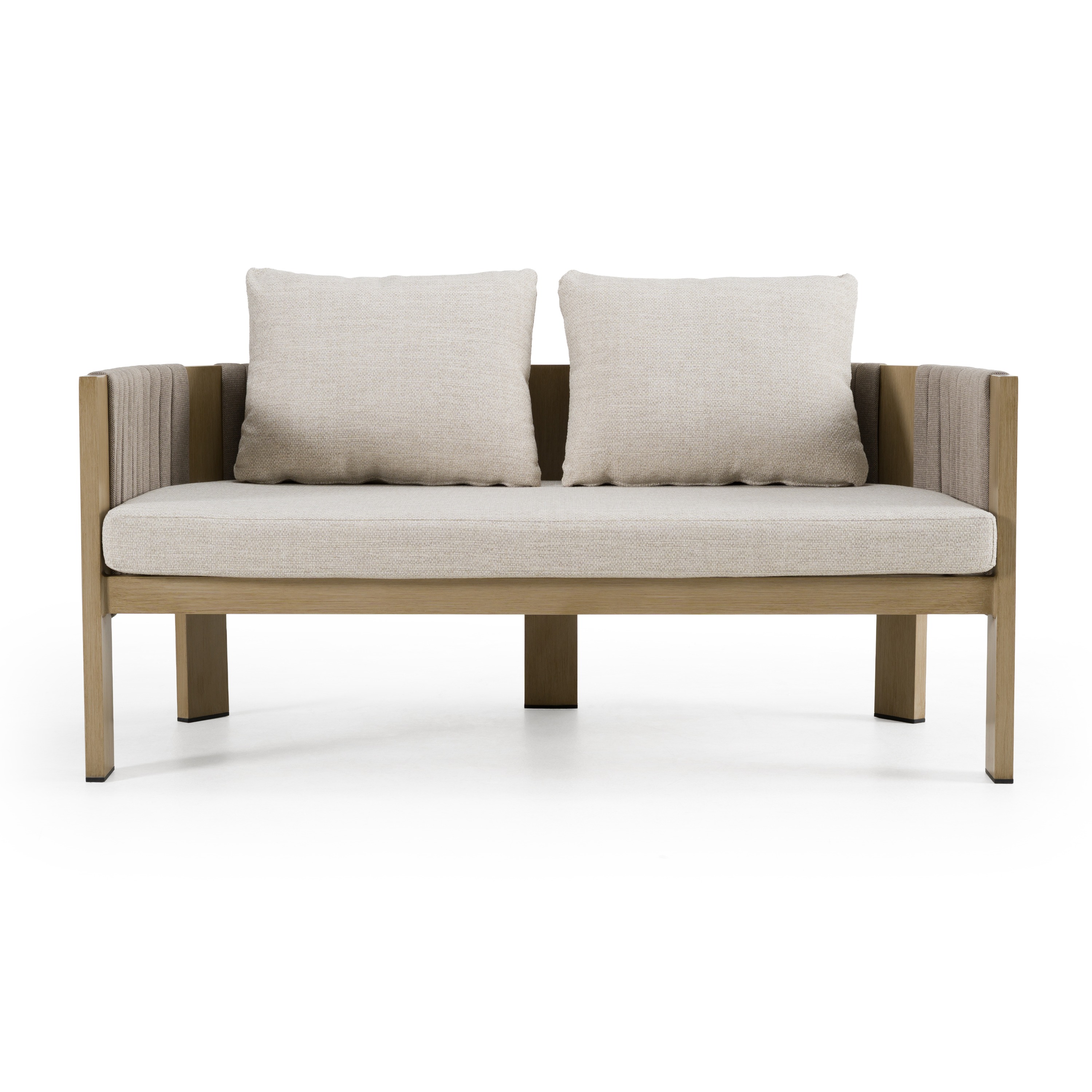 LA Furniture Salvora Outdoor Beige Fabric & Grey Rope Loveseat VGVK-WT275-2U-BGE Contemporary Style by Vig Furnitrue Number 83122 Catch Home Goods