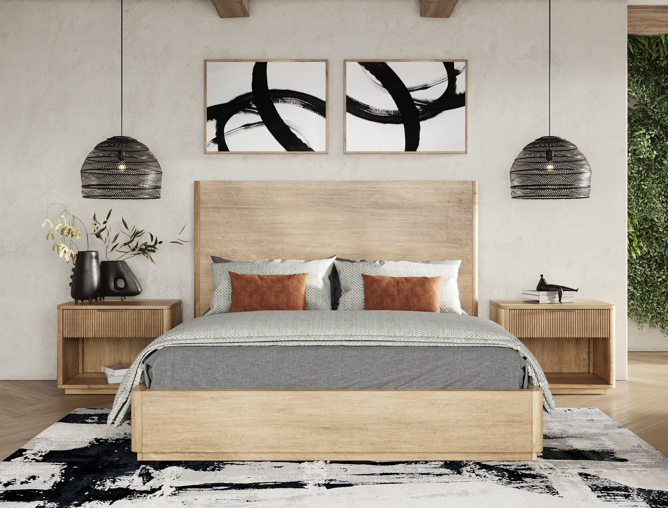 LA Furniture Eastern King Santa Monica Modern Natual Oak Bed VGMABR-144-BED-EK Contemporary Style by Vig Furnitrue Number 80883 Catch Home Goods