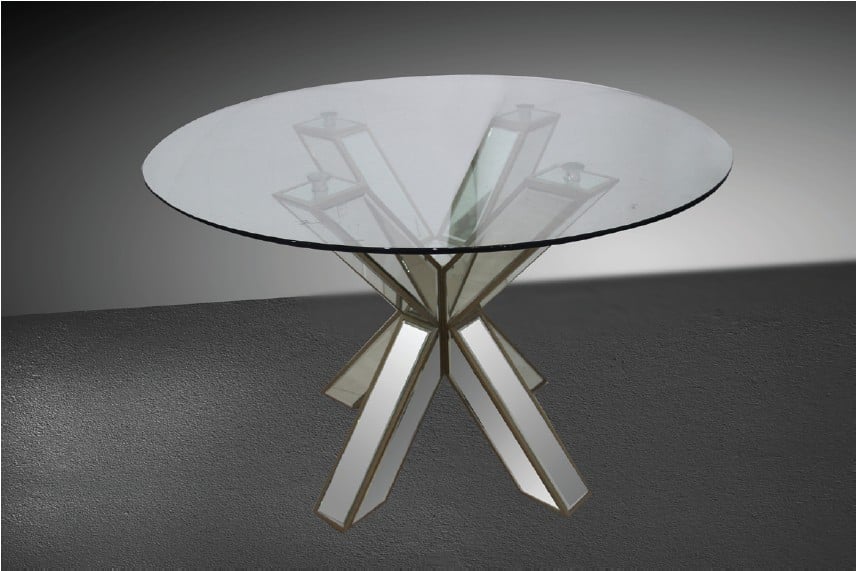 LA Furniture Hancock Transitional Mirrored Round Glass Dining Table VGMCGD1216 Contemporary Style by Vig Furnitrue Number 16031A Catch Home Goods