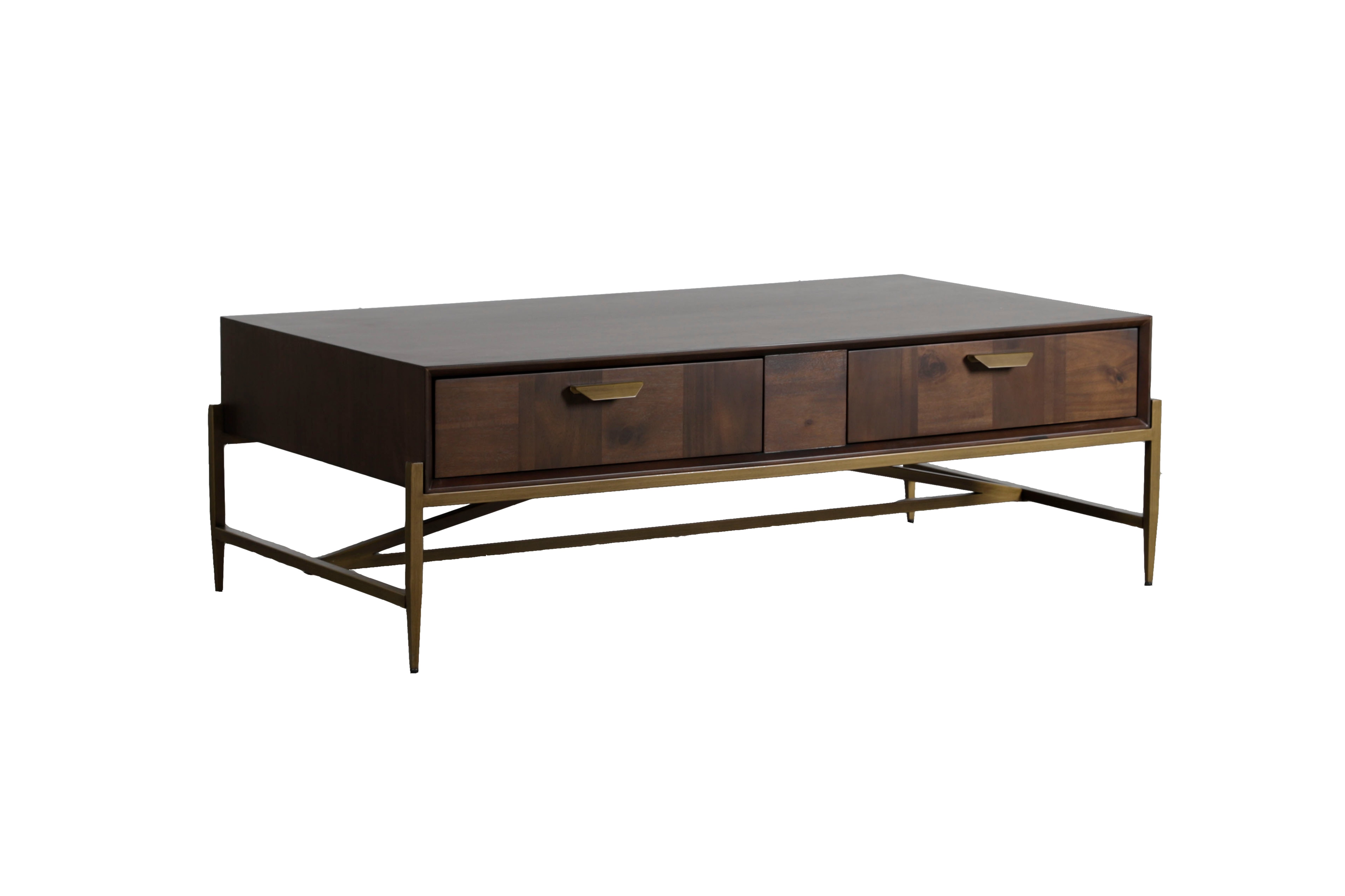 LA Furniture Shane Modern Acacia & Brass Coffee Table VGNXMEMPHIS-ACA-CT Contemporary Style by Vig Furnitrue Number 78556 Catch Home Goods