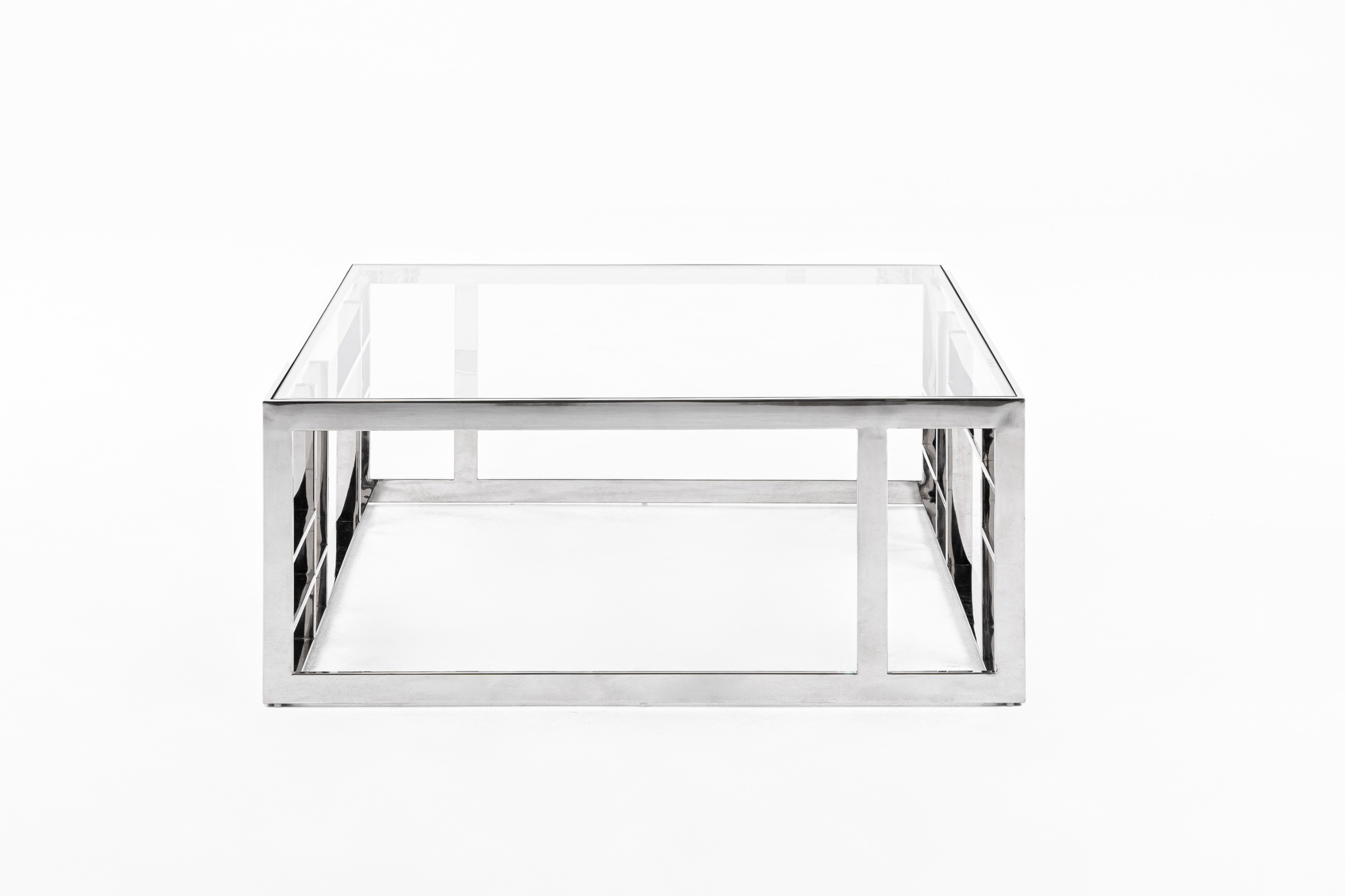 LA Furniture Stephen Modern Glass & Stainless Steel Square Coffee Table VGHB-341E Contemporary Style by Vig Furnitrue Number 79545 Catch Home Goods