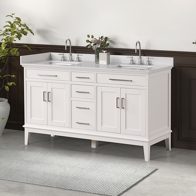 Furniture Of America Rimini Transitional White Vanity Set Model TM-CT004WH-60+04WH