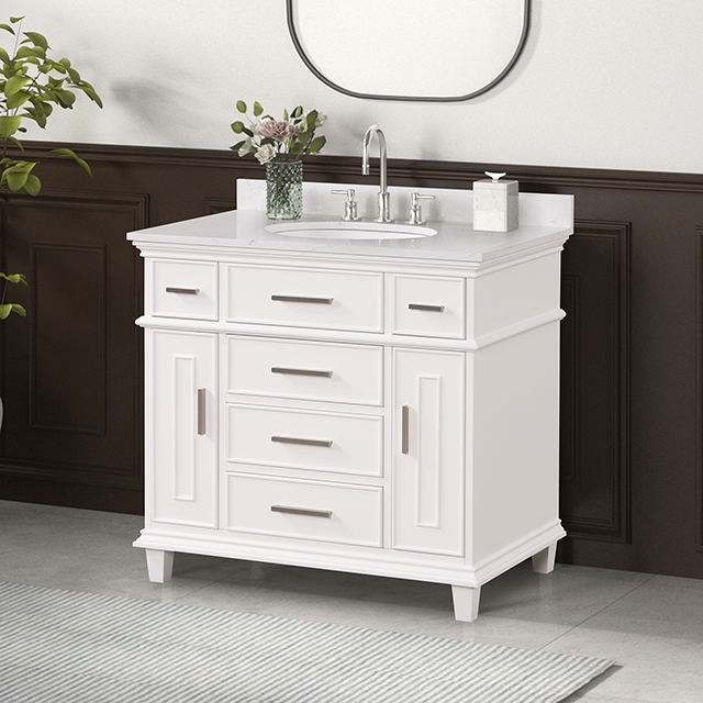 Furniture Of America Savona Transitional White Vanity Set Model TM-CT007WH-36+08WH