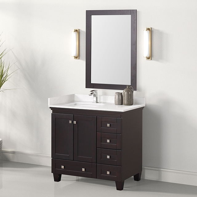 Furniture Of America Aprea Transitional White/Espresso Vanity Set W/ Mirror Model TM-CT008WH-36+10ES+M