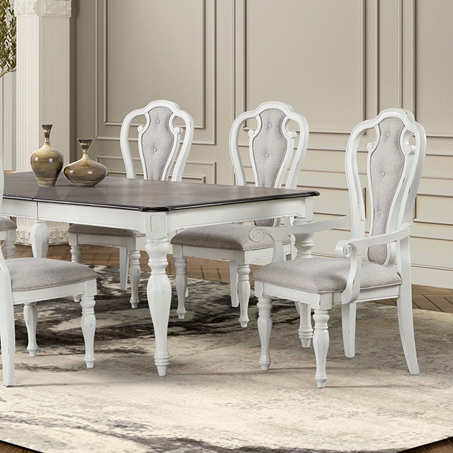 Furniture Of America Orford Contemporary Antique White/Dark Walnut 7 Pc. Dining Set Model TM3050WH-T-7PC-SIDE CHAIR