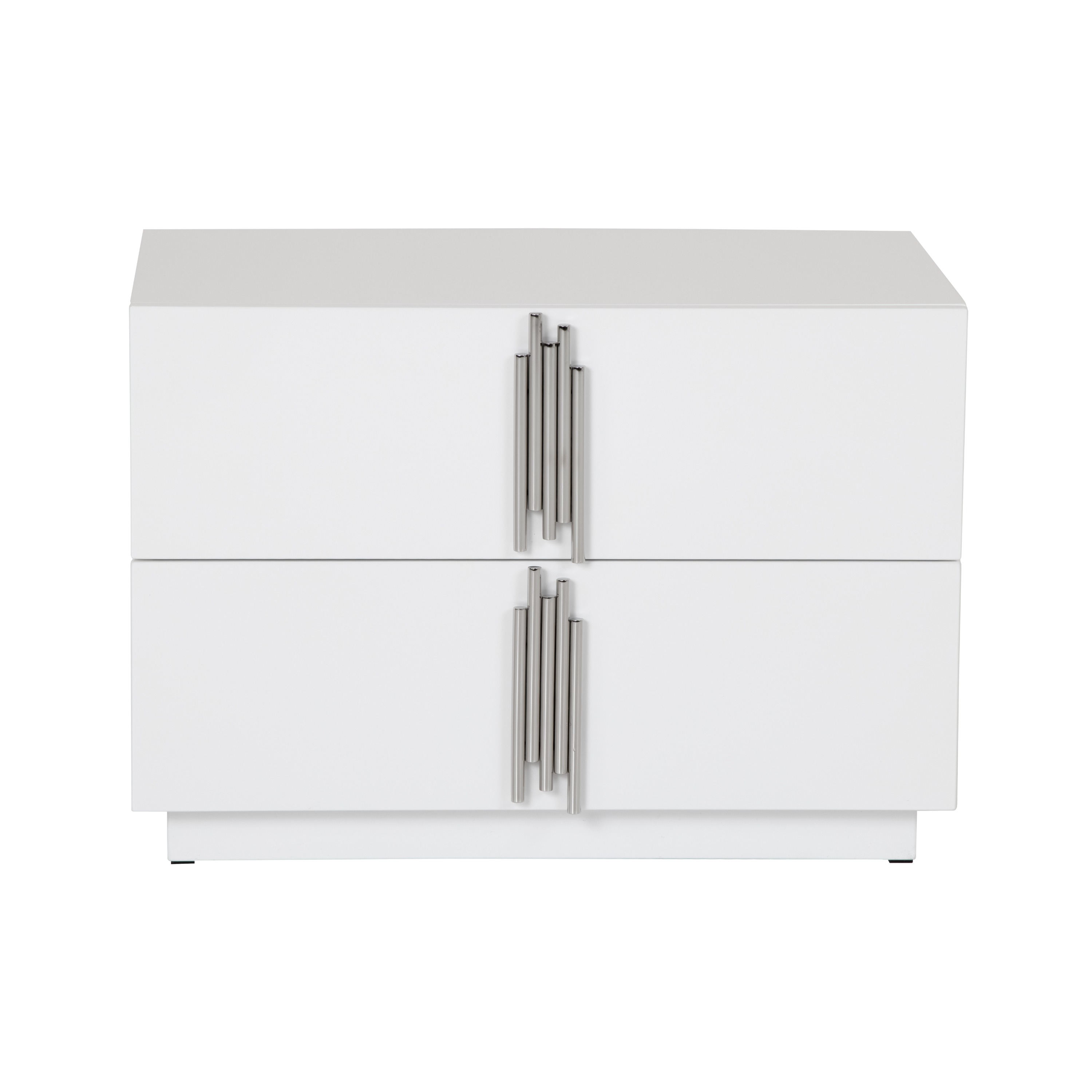 LA Furniture Token Modern White & Stainless Steel Wide Nightstand VGVCN815-L-WHITE-NS Contemporary Style by Vig Furnitrue Number 82241 Catch Home Goods