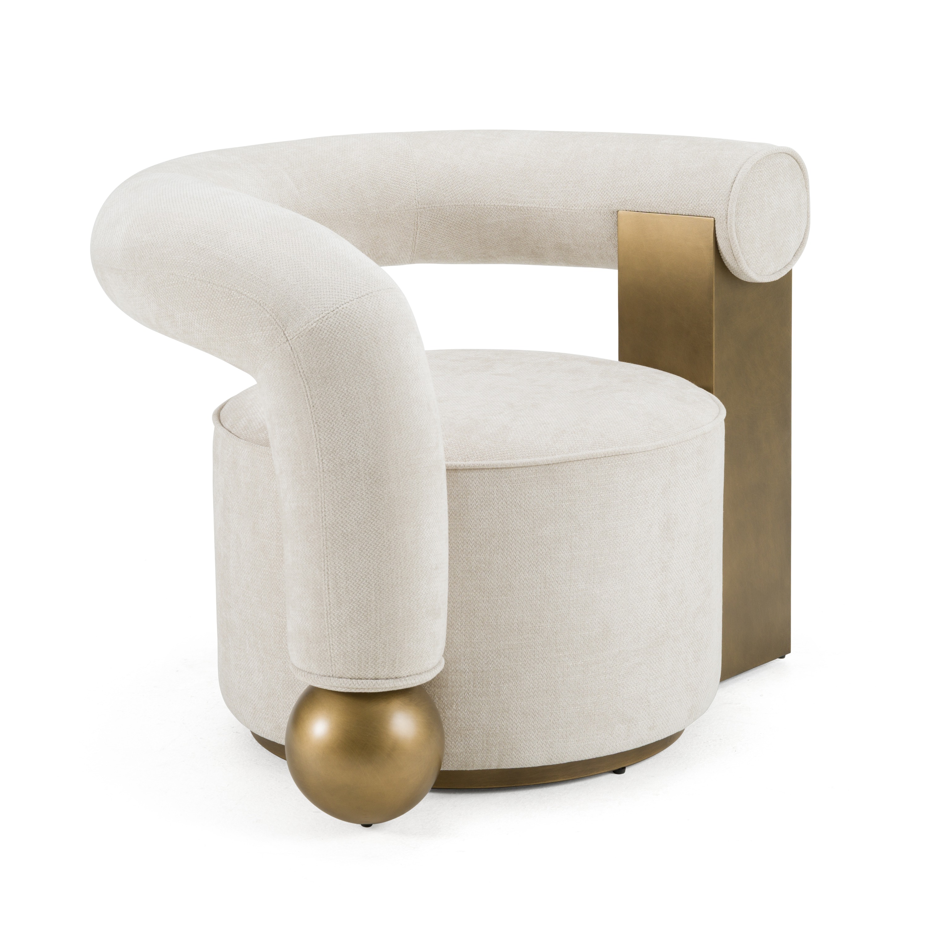 LA Furniture Tranquil Contemporary Beige Fabric + Antique Brass Accent Chair VGFA-CE2005-BGE Contemporary Style by Vig Furnitrue Number 83089 Catch Home Goods