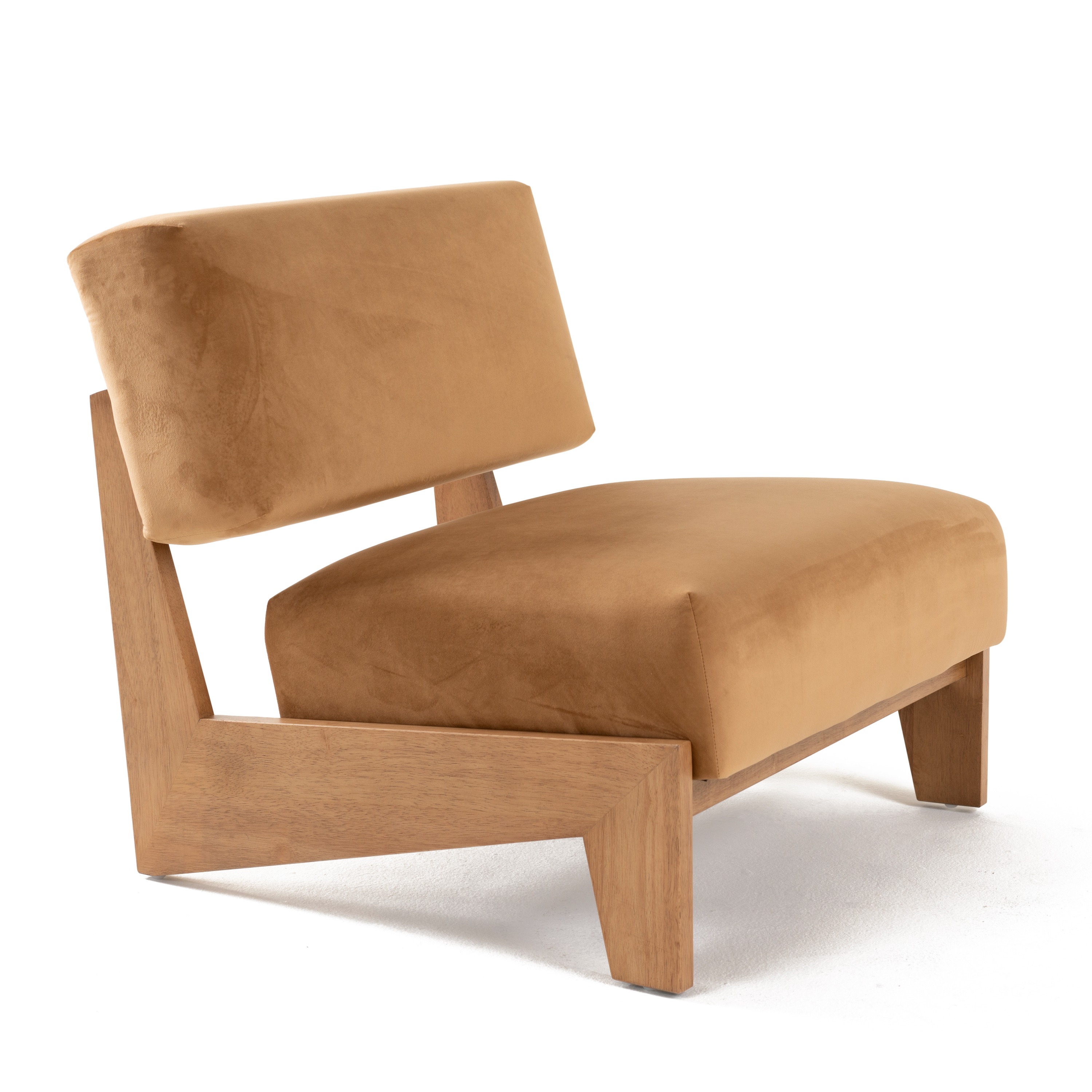 LA Furniture Tucker Mid-Century Modern Camel Velvet + Chestnut Accent Chair VGRH-RHS-AZHT05-TAN Contemporary Style by Vig Furnitrue Number 81528 Catch Home Goods