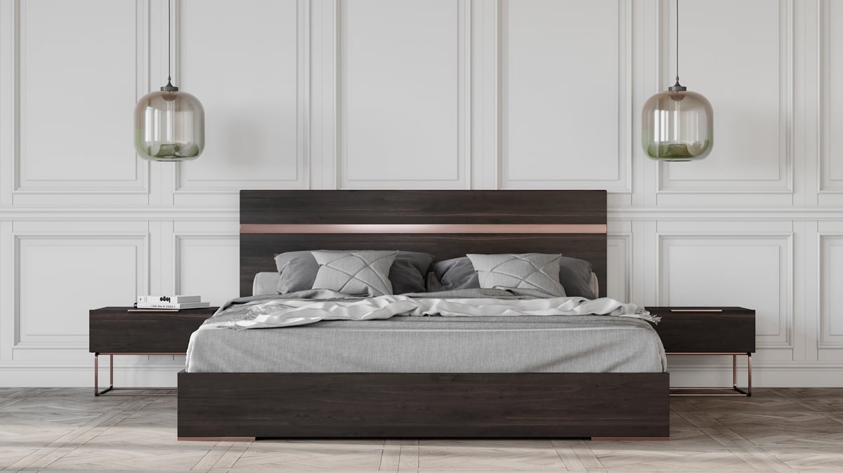 LA Furniture Eastern King Benzon Italian Modern Dark Rovere Bed VGACBENZON-BED-EK Contemporary Style by Vig Furnitrue Number 74162 Catch Home Goods
