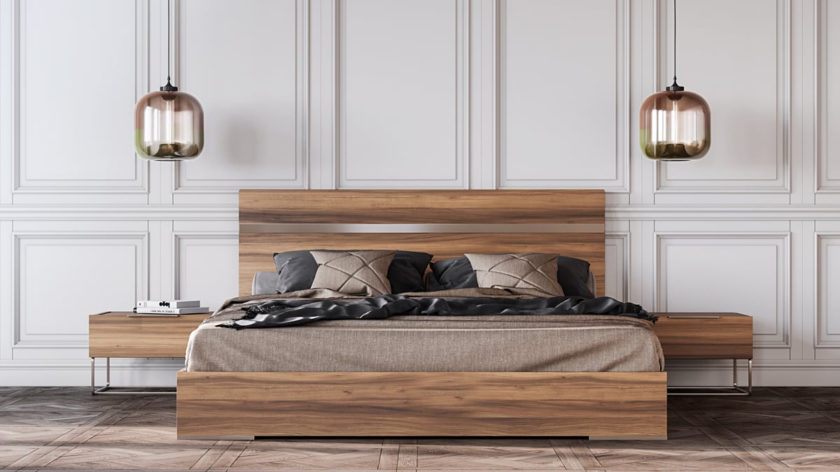 LA Furniture Eastern King Lorenzo Italian Modern Light Oak Bed VGACLORENZO-BED-EK Contemporary Style by Vig Furnitrue Number 74158|74158A Catch Home Goods