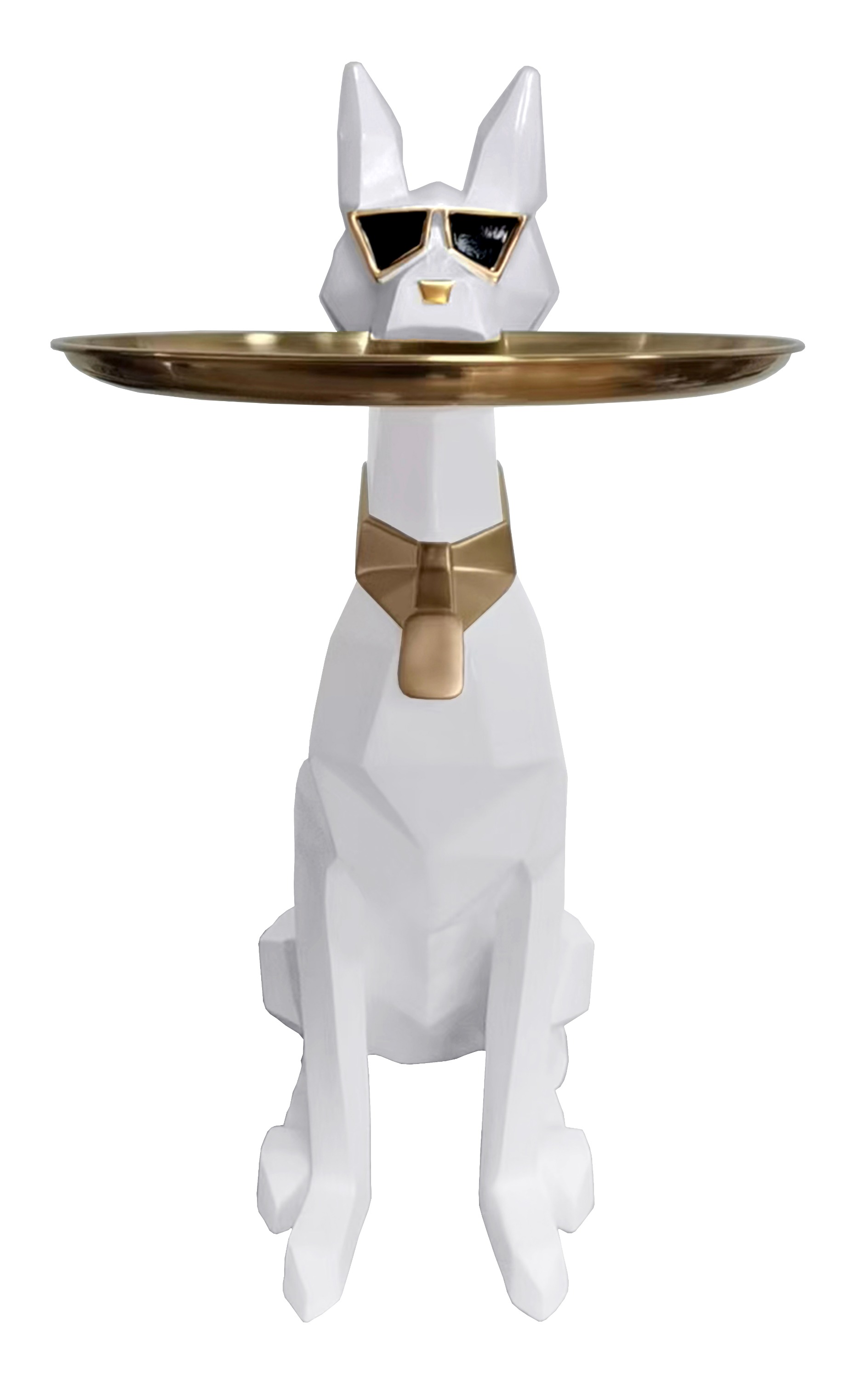LA Furniture Cool Dog With Plate Modern White + Gold Sculpture VGTH-62402 Contemporary Style by Vig Furnitrue Number 81343 Catch Home Goods