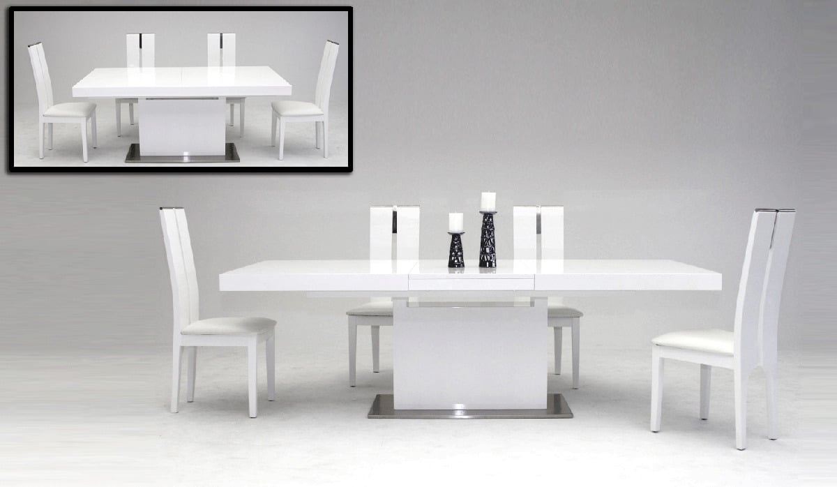 LA Furniture Zenith Modern White Extendable Dining Table VGGU841XT-WHT Contemporary Style by Vig Furnitrue Number 14553 Catch Home Goods